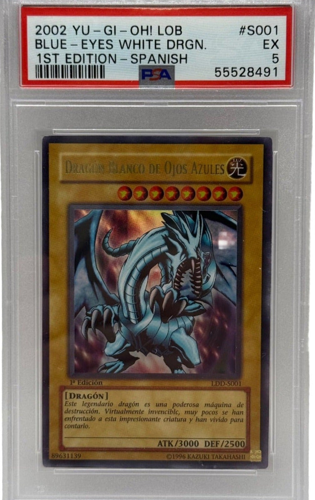 2002 Yu-Gi-Oh! LOB Blue Eyes White Dragon 1st Edition Spanish #S001 - PSA 5 (LDD-S001)