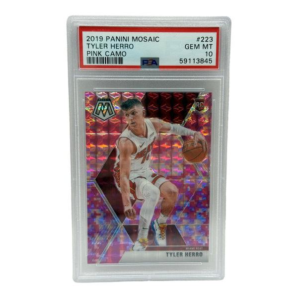 2019 Panini Mosaic Tyler Herro Pink Camo Rookie Card #223 PSA 10 GEM MINT
