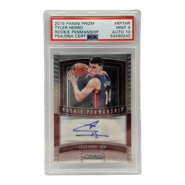 2019 Panini Prizm Tyler Herro Rookie Penmanship #RPTHR PSA 9 MINT & AUTO 10