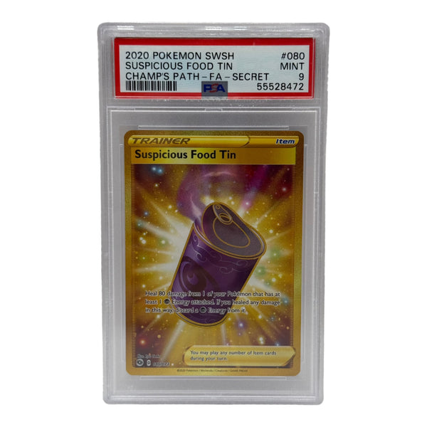 2020 Pokémon Champion's Path Suspicious Food Tin Gold Secre Rare 080/073 PSA 9 MINT