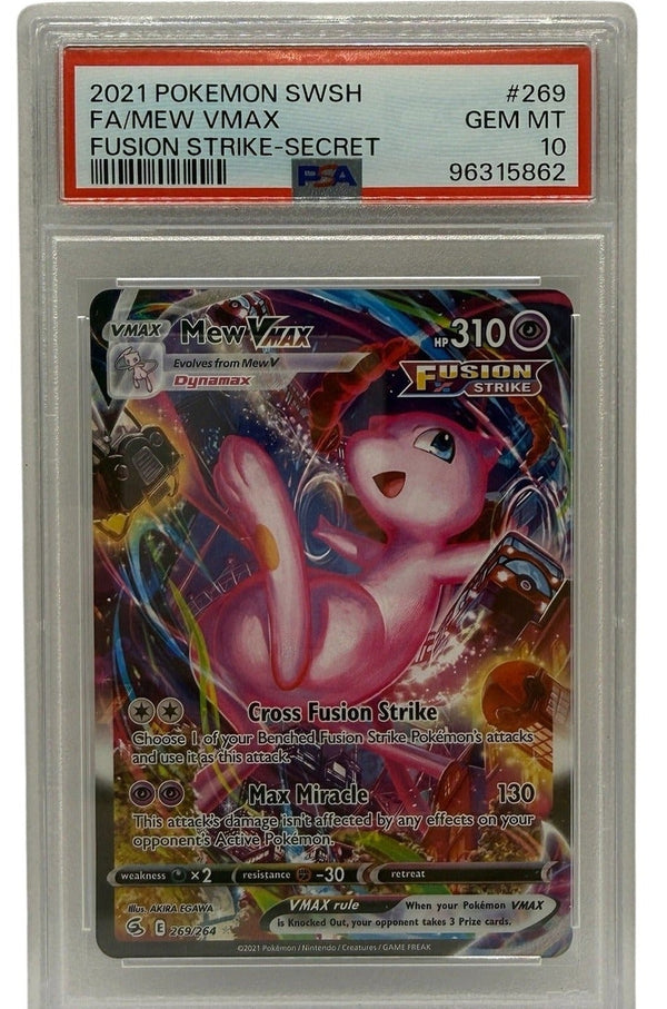 2021 Pokémon SWSH Fusion Strike Mew VMAX Secret Rare #269 PSA 10 GEM MINT — photo 1