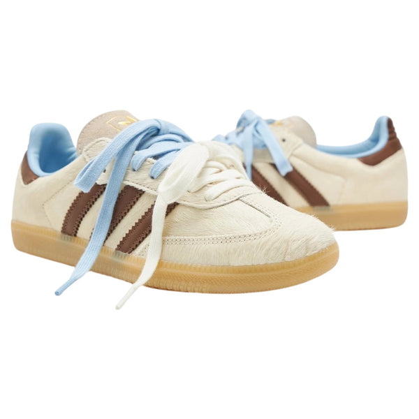 Adidas Samba OG Cream Dark Brown Blue Pony Hair (Women's) sneakers — style KI2514 — photo 1 of 6