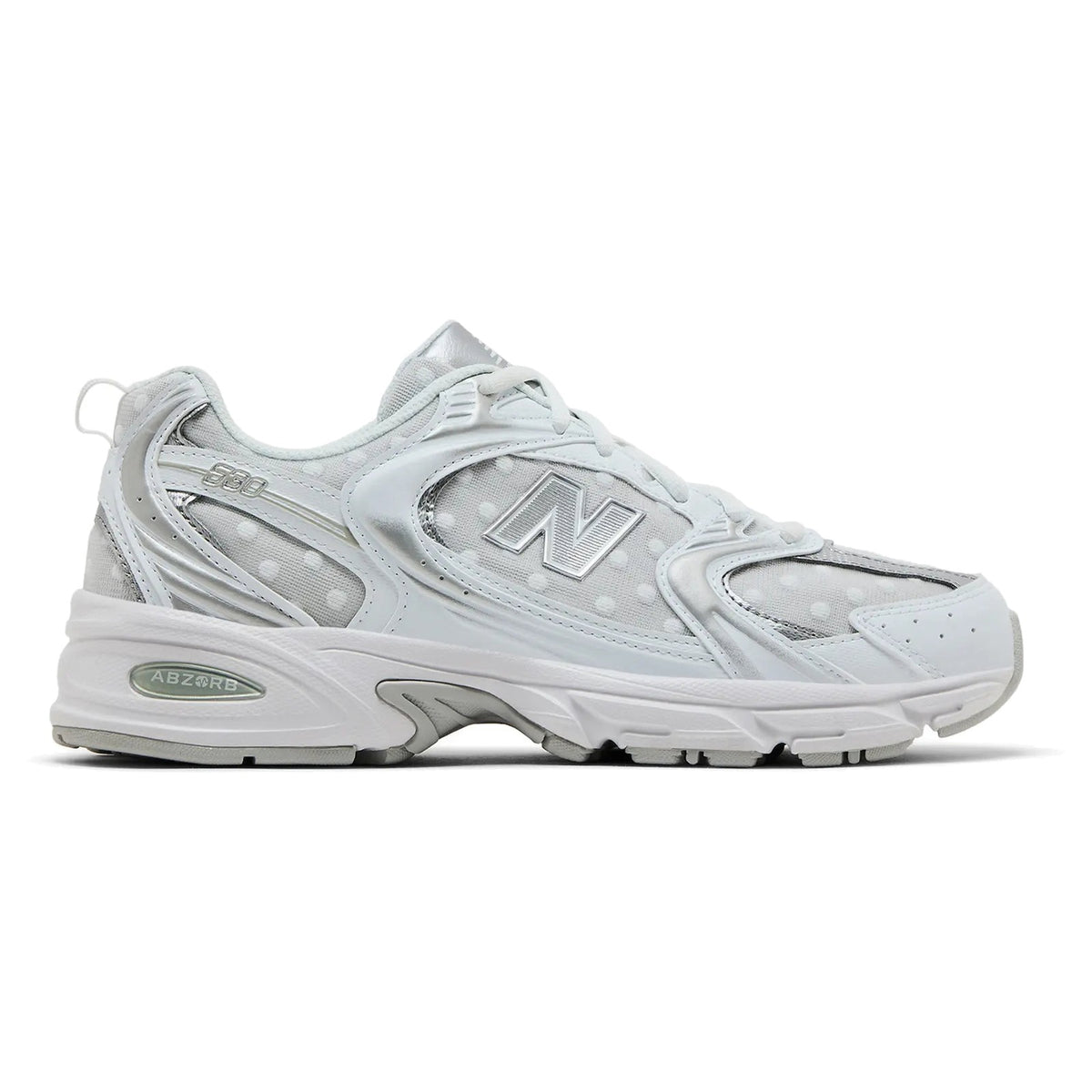 New Balance 530 White Silver Metallic Polka Dots sneakers — style U530HFW — photo 1 of 5
