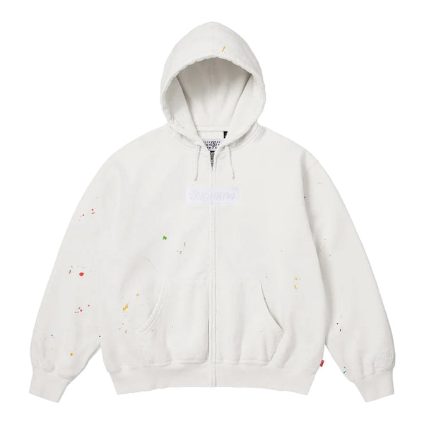 Supreme MM6 Maison Margiela Box Logo Zip Up Hooded Sweatshirt White