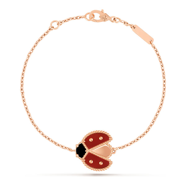 Van Cleef & Arpels Lucky Spring bracelet, open wings ladybug 18K rose gold, Carnelian, Onyx