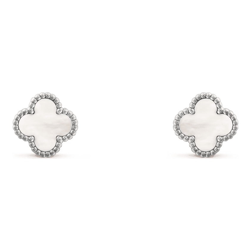 Van Cleef & Arpels Sweet Alhambra earstuds 18K white gold, Mother-of-pearl