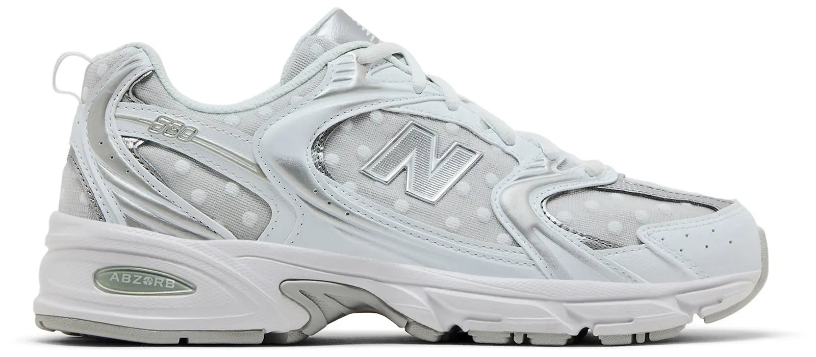 New Balance 530 White Silver Metallic Polka Dots