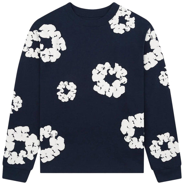 Denim Tears Long Sleeve Cotton Wreath Tee Navy Blue