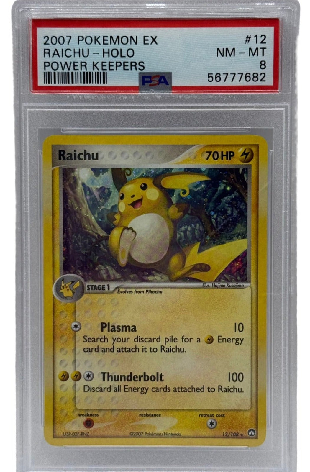 2007 Pokémon Ex Power Keeps Raichu Holo 12/108 PSA 8 NEAR MINT - MINT