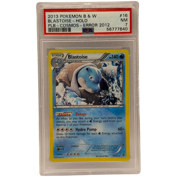 2013 Pokémon Plasma Blast Cosmos Blastoise Holo Error 2012  16/101 PSA 7 NEAR MINT