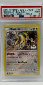 2017 Pokémon League Crismon Invasion Regigigas 4th Place Reverse Holo 84/111 PSA 9 MINT - Image 3