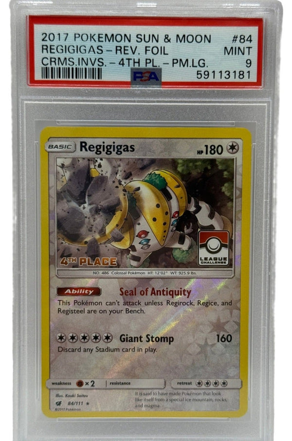 2017 Pokémon League Crismon Invasion Regigigas 3rd Place Reverse Holo 84/111 PSA 9 MINT