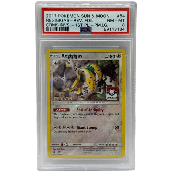 2017 Pokémon League Crismon Invasion Regigigas 1st Place Reverse Holo 84/111 PSA 8 NEAR MINT - MINT