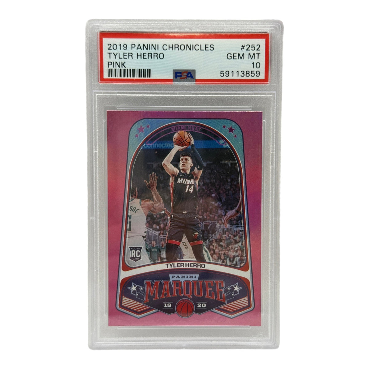 2019 Panini Chronicles Tyler Herro Pink Rookie Card #252 PSA 10 GEM MINT