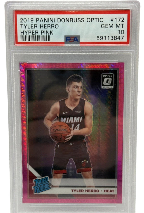 2019 Panini Donruss Optic Tyler Herro Hyper Pink Rookie Card #172 PSA 10 GEM MINT