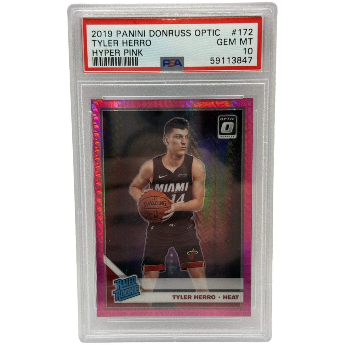 2019 Panini Donruss Optic Tyler Herro Hyper Pink Rookie Card #172 PSA 10 GEM MINT