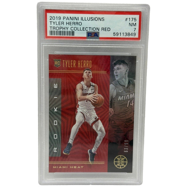 2019 Panini Illusions Tyler Herro Trophy Collection Red /99 Rookie Card #175 PSA 7 NEAR MINT
