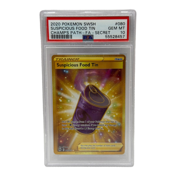 2020 Pokémon Champion's Path Suspicious Food Tin Gold Secre Rare 080/073 PSA 10 GEM MINT