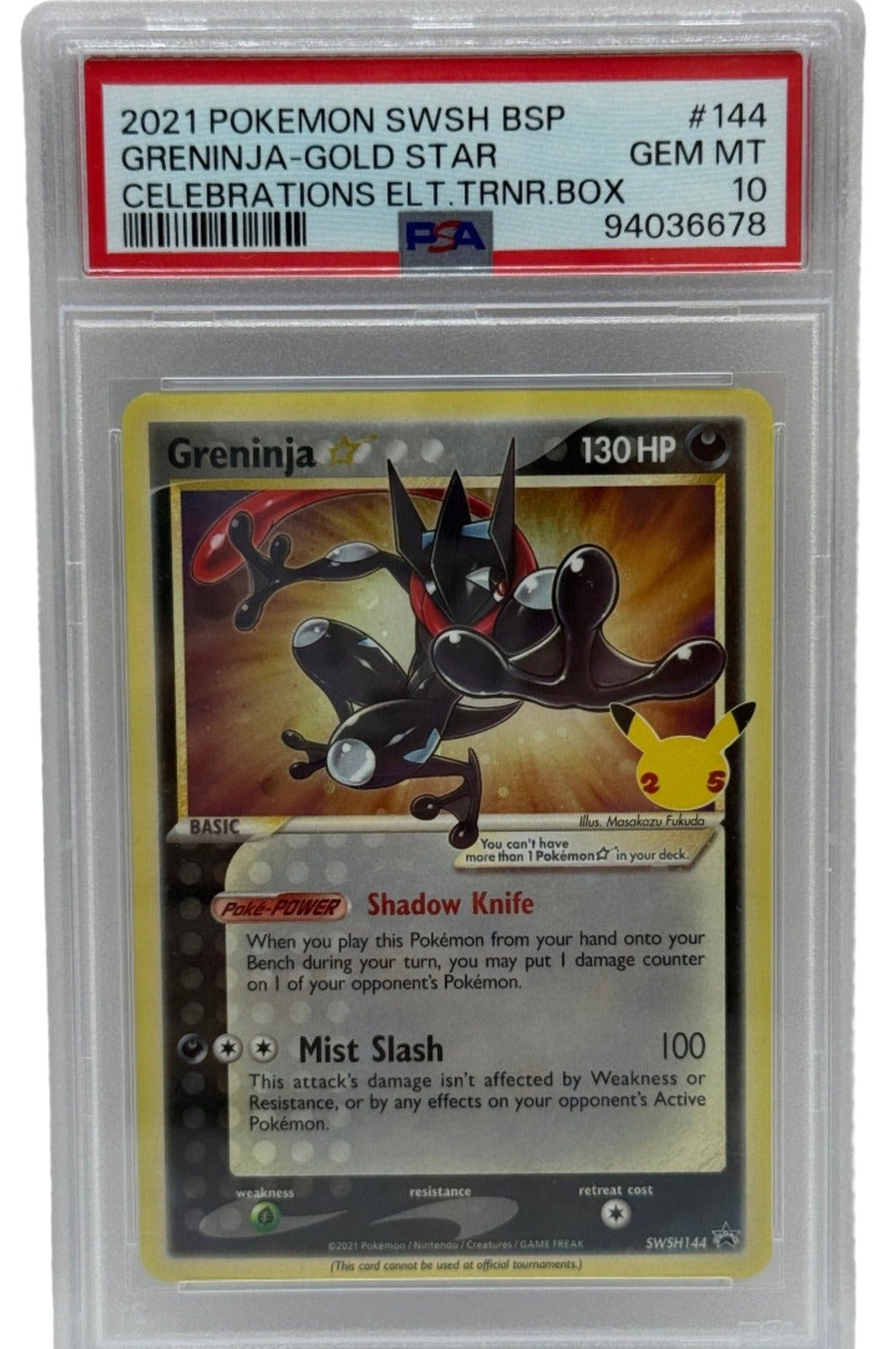 2021 Pokémon SWSH Celebrations ETB Greninja Gold Star SWSH144 PSA 10 GEM MINT