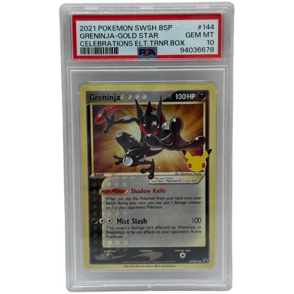 2021 Pokémon SWSH Celebrations ETB Greninja Gold Star SWSH144 PSA 10 GEM MINT