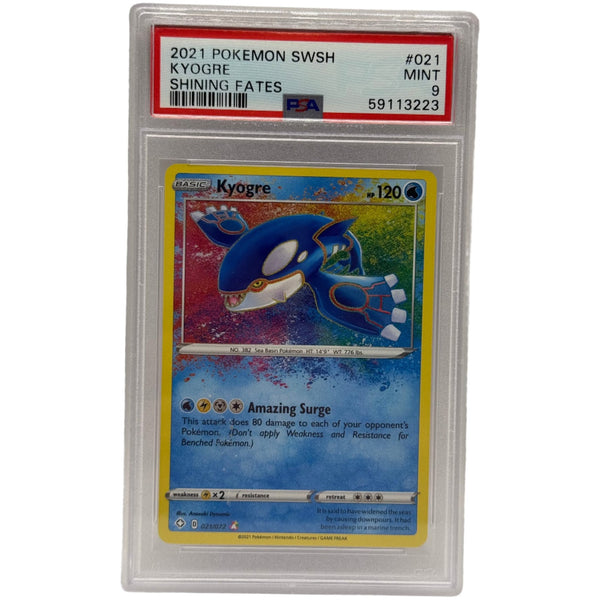 2021 Pokémon Shining Fates Kyogre Amazing Rare 021/072 PSA 9 MINT (SWSH)