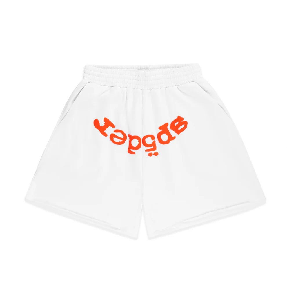 Sp5der OG Web V2 Sweatshort White Orange
