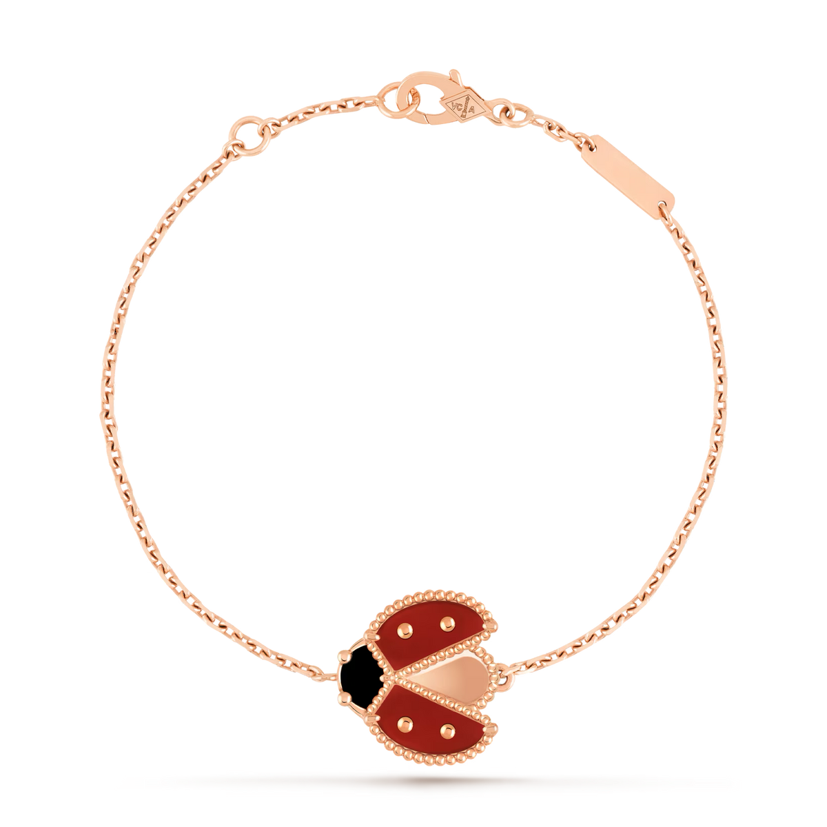 Van Cleef & Arpels Lucky Spring bracelet, open wings ladybug 18K rose gold, Carnelian, Onyx