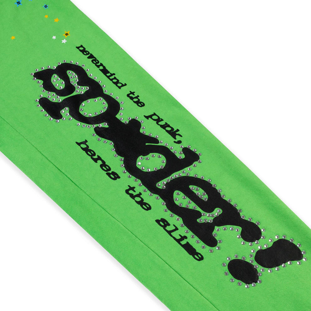 Sp5der Punk V2 Rhinestone Sweatpant Bright Green