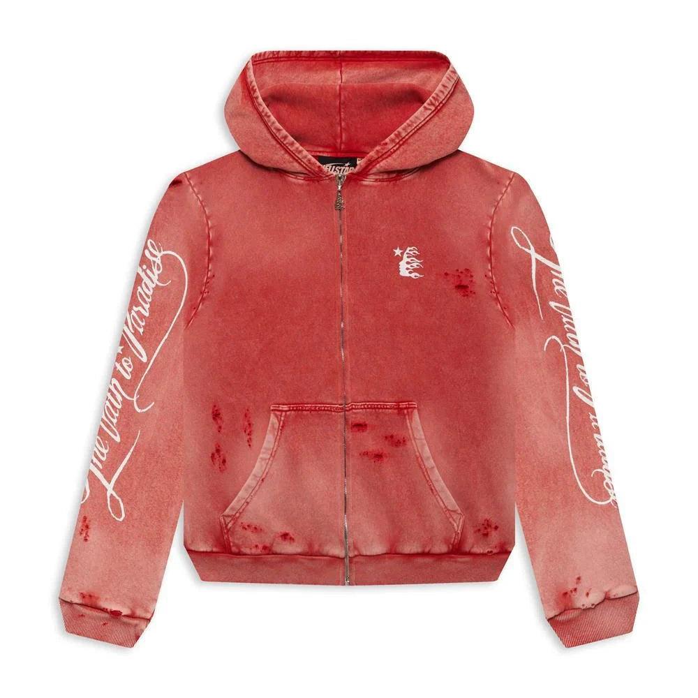 Hellstar Path To Paradise Zip-Up Hoodie Red
