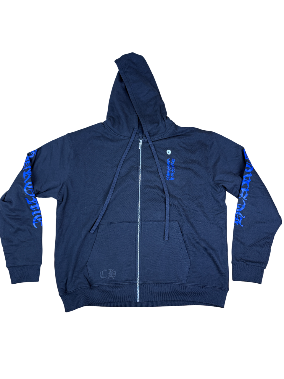 Chrome Hearts Script Thermal Zip Up Hoodie Black / Blue