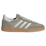 Gray Adidas sneaker with white stripes on a light gray background - Image 1