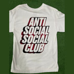Anti Social Social Club Plaid Red Tee White, T-Shirt - Supra Sneakers - Image 4