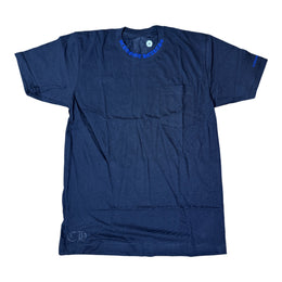 Maglietta Chrome Hearts con logo sul collo e tasca Nero / Blu