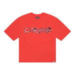 Red t-shirt with a graphic design on a white background - Image 1