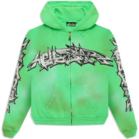 Hellstar Graffiti Zip-Up Hoodie Green