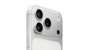 Close-up of a smartphone with camera lenses on a white background
