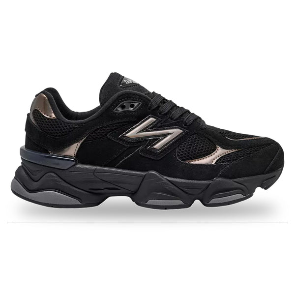 Black sneaker with New Balance logo on a white background