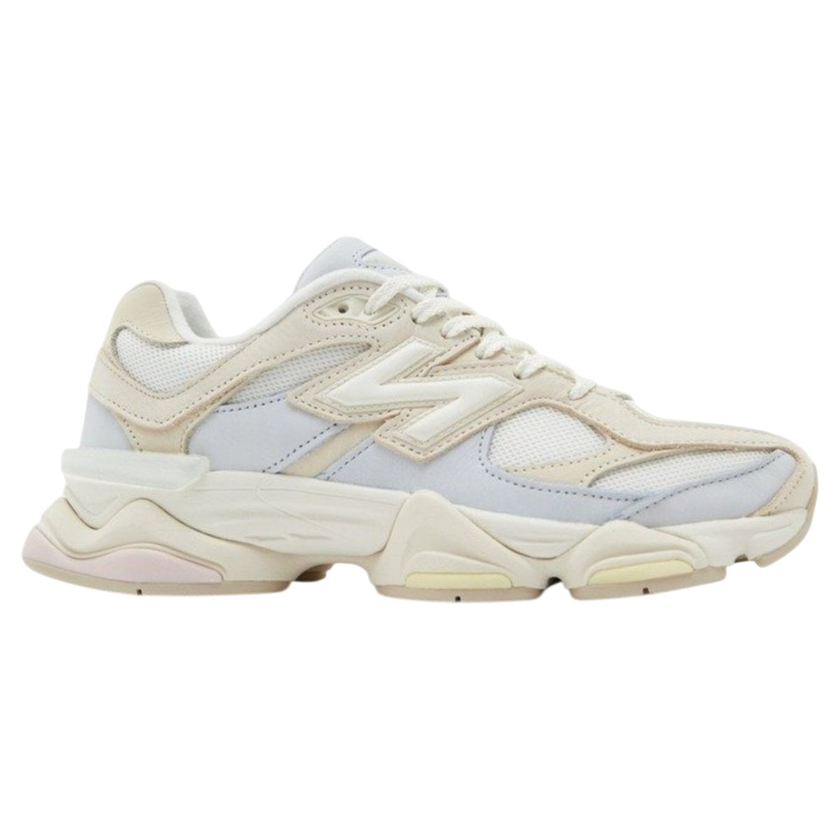 Beige and white sneaker on a white background