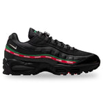 Black sneaker with red and green stripes on a white background - Image 1