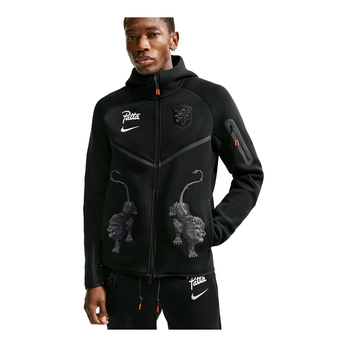Nike x Patta Netherlands Men's Tech Fleece Full-Zip Windrunner Hoodie Black