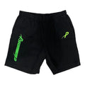 Psychworld Black Canvas Shorts Lime Green Logo