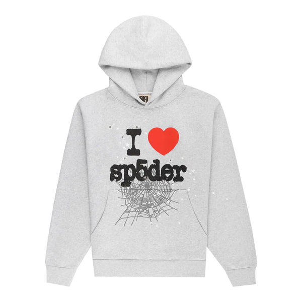 Sp5der Souvenir I Heart Hoodie Heather Grey
