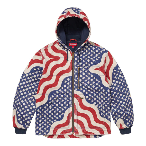 Supreme Flag Quilted Hooded Work Jacket Multicolor USA