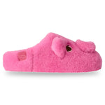 Pink fuzzy slipper with a bow on a white background - Image 1