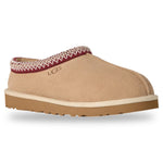 Tan UGG slipper with a patterned tongue on a white background - Image 2