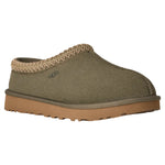 Green slip-on shoe with brown sole on a white background - Image 2