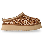Leopard print slip-on shoe with a beige platform sole on a white background - Image 1