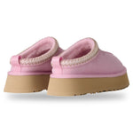 Pair of pink slippers with brown soles on a white background - Image 4
