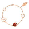 Van Cleef & Arpels Lucky Spring bracelet, 5 motifs 18K rose gold, Carnelian, Mother-of-pearl, Onyx