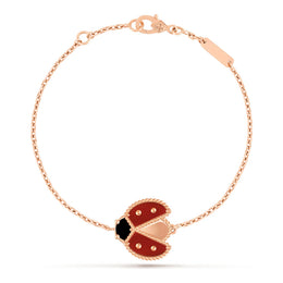 Van Cleef & Arpels Lucky Spring bracelet, open wings ladybug 18K rose gold, Carnelian, Onyx